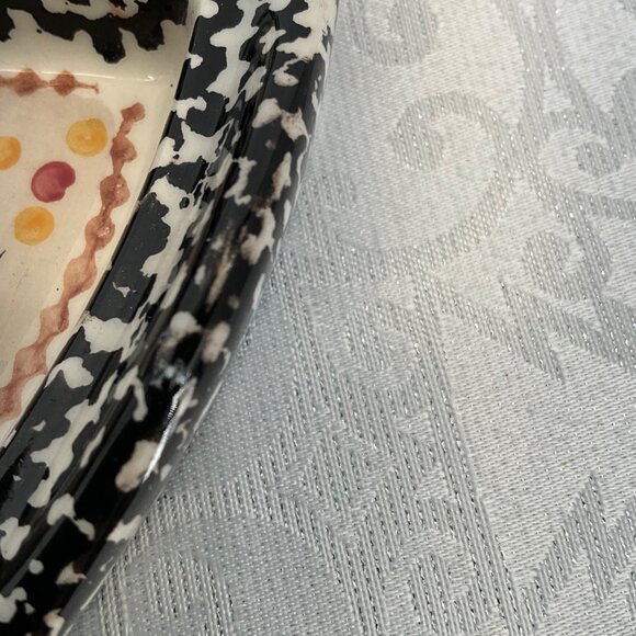 Temptations Divided Serving Dish Black White Floral Design Appetizer Platter - Picture 3 of 5